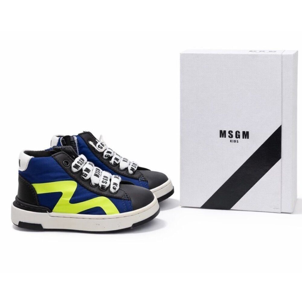 MSGM Toddler BOMB.451+PAND Leather Neoprene High-Top Sneakers Size 20 EU
